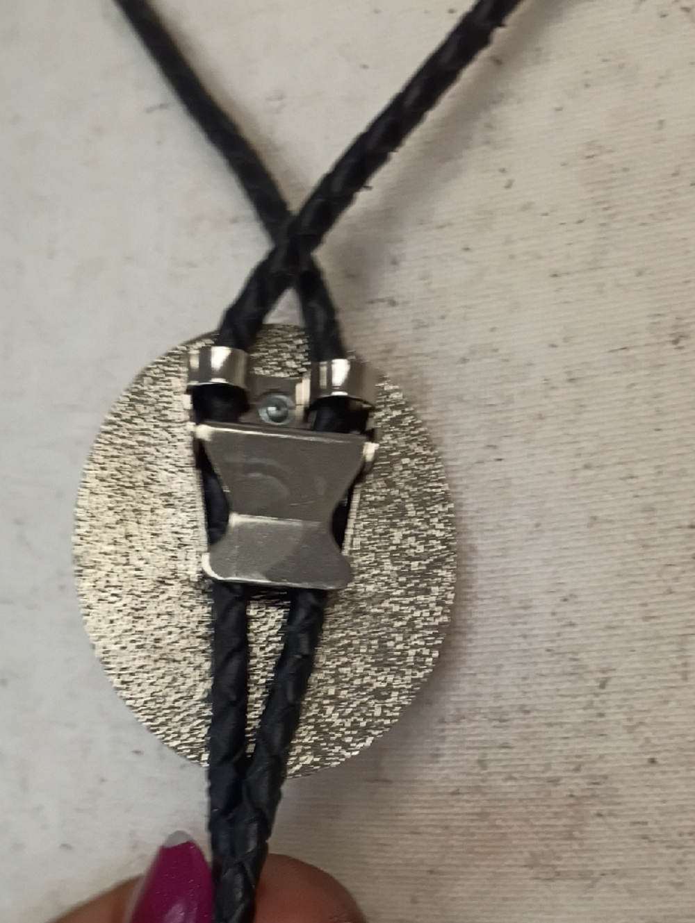 Western Bolo Tie Necklace Brown Cabochon Pendant Black Cord Vintage Style - Picture 6 of 11